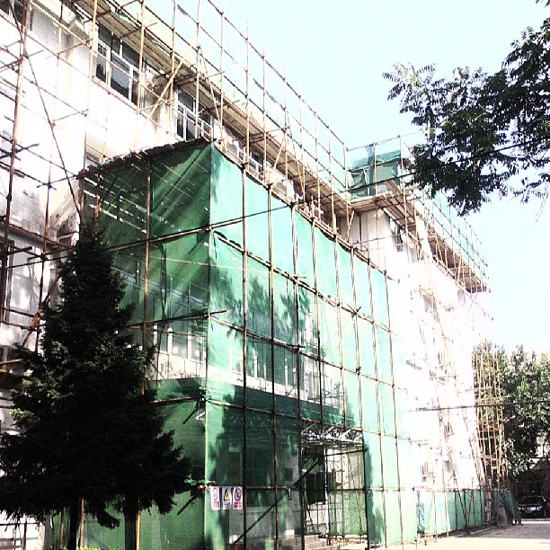 2013/08/10 — 单位外墙翻新，看看把外墙全部包围了（文琼拍）